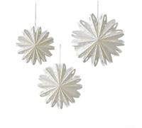 CNANRNANC Set Of 3 White Origami Christmas Snowflake Decorations Paper Hanging Ornaments 55Cm 45Cm 35Cm Diy Craft For Home Party(E)
