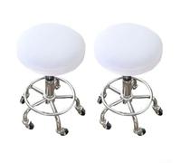 CNANRNANC Snug Fit White Stool Cover for Kitchen Dining Room(2)