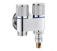 CNANRNANC Stainless Steel Brass Angle Valve with Dual Independent Controls, Automatic Shut-Off and Triple Outlet Connection for Toilet, Washing Machine and Garden Hose(B-Silver)
