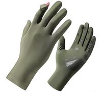 CNANRNANC Summer Cycling Gloves Upf50+ Breathable Ice Silk Fingerless Touchscreen Non-Slip(Army Green)
