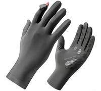 CNANRNANC Summer Cycling Gloves Upf50+ Breathable Ice Silk Fingerless Touchscreen Non-Slip(Dark Gray)