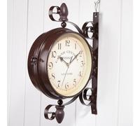 CNANRNANC Vintage Twin Bell Wall Clock, 12 Inches, Walnut or Oak, Brown Dial, 360° Rotatable, Indoor & Outdoor, Wall Mount