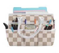 CNANRNANC Waterproof Large Craft Organizer Tote Bag With Multi Pockets | Washed Fabric, Water-resistant, 33x19x24cm, Sturdy Handles,for Painting, Sewing, Scrapbooking and Classroom Supplies