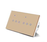 CNANRNANC Wifi For Smart Touch Light Switch Panel With Tempered Glass For Tuya Or For Smart Life App Remote And For Alexa Voice Control, Neutral And Live Wire, Gold, For Modern(6 Gang)