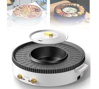 CNAOHGHN Electric Indoor Grill,2 in 1 Electric Grill and Hot Pot Combo, Non-Stick Electric Baking Pan,Dual Temperature,Convenient Indoor Baking Capacity for 2-6 People,Indoor Smokeless Searing Grill