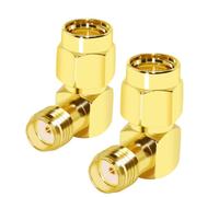CNARIO 2PCS SMA Right Angle Adapter 90 Degree Coaxial Connector SMA Male to Female Connector Gold Plated Cable Adapter for Router/GPS WiFi/Antenna/Two-Way Radio/FPV Drone