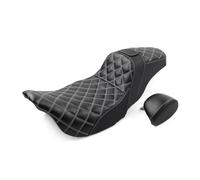 Cnazg40 Low Profile Driver Backrest Passenger Motorcycle Two Up Seat Leather Black and White Line Motorbike for Screamin' Eagle Electra Glide Ultra Classic FLHTCUSE3