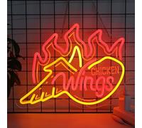 CNBEYOUNG Chicken Wings Neon Sign, Neon Lights Hanging Wall Art Decoration for Grilled Style Restaurant Party Food Truck Shop Home Decor, USB - Driven, Super Bright & Adjustable, 15.75 x 12.6inches
