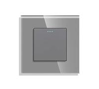 CNBINGO 1-Way Rocker Button Light Switch, Glass Panel Wall Switch