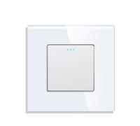 CNBINGO 2-Way Rocker Button Light Switch, Glass Panel Wall Switch