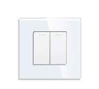 CNBINGO 2-Way Rocker Button Light Switch, Glass Panel Wall Switch