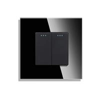 CNBINGO 2-Way Rocker Button Light Switch, Glass Panel Wall Switch