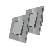 CNBINGO 2-Way Rocker Button Light Switch, Glass Panel Wall Switch