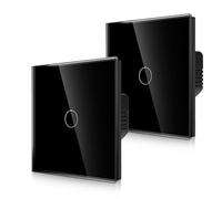 CNBINGO 2 Way Tactile Switch Black Wall Switch with Glass Panel and LED Backlight Status - No Neutral Wire Needed - Only Pair with this Series