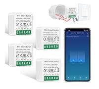 CNBINGO 4 PCS Smart Light Switch Module 2 Gang 1 Way, Mini DIY Wi-Fi Switch Fits Behind Wall Switch, Compatible with Alexa Echo, Google Home, Smart Life APP, Neutral Wire Required