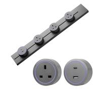 CNBINGO 60cm Wall Mounted Power Track Socket 4 Adapters for Kitchen Grey