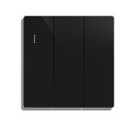 CNBINGO Big Rocker Button Light Switch, Black 1-Way Triple Wall Switch | 3-Gang AC 230V, Modern Matte Black Wall Plate with Phosphor Dots