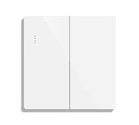 CNBINGO Big Rocker Button Switch with Phosphor Dots, Modern Gloss White Wall Plate, Electrical Double Light Switch, 2 Gang 2 Way, 16A 250V