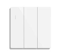 CNBINGO Big Rocker Button Switch with Phosphor Dots, Modern Gloss White Wall Plate, Electrical Triple Light Switch, 3 Gang 1 Way, 16A 250V