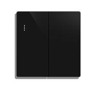 CNBINGO Big Rocker Button Switch with Phosphor Dots, Modern Matte Black Wall Plate, Electrical Double Light Switch, 2 Gang 2 Way, 16A 250V