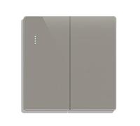 CNBINGO Big Rocker Button Switch with Phosphor Dots, Modern Matte Grey Wall Plate, Electrical Double Light Switch, 2 Gang 1 Way, 16A 250V