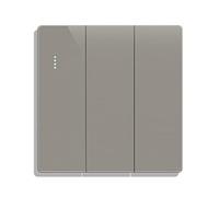 CNBINGO Big Rocker Button Switch with Phosphor Dots, Modern Matte Grey Wall Plate, Electrical Triple Light Switch, 3 Gang 1 Way, 16A 250V