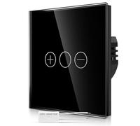 CNBINGO Dimmer Touch Light Switch - Black Wall Switch with Glass Panel and Status LED Backlight - Dimmer Switch for Dimmable LED with a free Adapter - 1 Gang - 3 Buttons