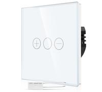 CNBINGO Dimmer Touch Light Switch - White Wall Switch with Glass Panel and Status LED Backlight - Dimmer Switch for Dimmable LED with a free Adapter - 1 Gang - 3 Buttons