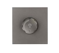 CNBINGO Rotary Dimmer Light Switch for Dimmable LED/Incandescent/Halogen Bulbs, No Neutral Wire Required, Stepless Leading Edge Dimmer Switch, Grey Screwless Flat Plate, 1-Way, 1 Gang, 500 Watts