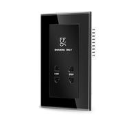 CNBINGO Shaver Socket Bathroom Dual Voltage Shaver Plug Socket Black Glass Panel Electric Toothbrush Charger Sockets
