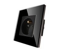 CNBINGO Single Socket 16 Amp With Black Tempered Glass Panel, Fire-resistant Waterproof Material, Standard Wall Franch Socket