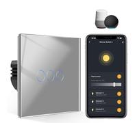 CNBINGO Smart Dimmer Switch for Dimmable LED Light, Voice Control by Alexa, Remote Control by Smart Life App, WiFi Touch Light Switch with Glass Wall Plate, Backlight, Neutral Wire Required