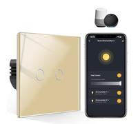 CNBINGO Smart Dimmer Switch for Dimmable LED Light, Voice Control by Alexa, Remote Control by Smart Life App, WiFi Touch Light Switch with Glass Wall Plate, Backlight, Neutral Wire Required
