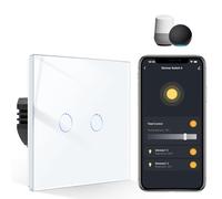 CNBINGO Smart Dimmer Switch for Dimmable LED Light, Voice Control by Alexa, Remote Control by Smart Life App, WiFi Touch Light Switch with Glass Wall Plate, Backlight, Neutral Wire Required