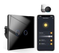 CNBINGO Smart Dimmer Switch for Dimmable LED Light, Voice Control by Alexa, Remote Control by Smart Life App, WiFi Touch Light Switch with Glass Wall Plate, Backlight, Neutral Wire Required