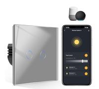 CNBINGO Smart Dimmer Switch for Dimmable LED Light, Voice Control by Alexa, Remote Control by Smart Life App, WiFi Touch Light Switch with Glass Wall Plate, Backlight, Neutral Wire Required