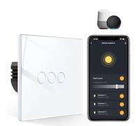 CNBINGO Smart Dimmer Switch for Dimmable LED Light, Voice Control by Alexa, Remote Control by Smart Life App, WiFi Touch Light Switch with Glass Wall Plate, Backlight, Neutral Wire Required