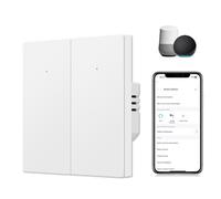 CNBINGO Smart Light Switch, Flush-Mounted White, Dual WiFi Wall Switch, Works with Alexa, Google Assistant, Wi-Fi Switch with Status LED, Multi-Control, Timer, Timetable, 2-Way