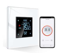 CNBINGO Smart Thermostat Flush-Mounted with Crystal Glass Panel WiFi Digital Room Thermostat Compatible with Alexa Echo, Google Assistant, 16 Amp, White