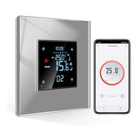CNBINGO Smart Thermostat Flush-Mounted with Crystal Glass Panel WiFi Digital Room Thermostat Compatible with Alexa Echo, Google Assistant, 16 Amp, Grey