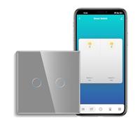 CNBINGO Smart Touch Light Switch with Glass Wall Plate and LED Backlight, No Neutral Wire Required, Works with Alexa, Google Assistant, Timing or Schedule