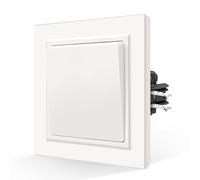 CNBINGO Smooth Skin Feel Rocker Light Switch with Claws - Modern Wall Switch Flush-Mounted - Simple Rocker Switch with Skin-Friendly Matte Plate - 1 Gang 1 Way - White