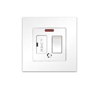 CNBINGO Switched Fused Connection Unit with Red Power Indicator, Rocker Spur Switch with Ceramic Tube Cartridge Fuse (BS1362, 6.3x25 mm), White Screwless PC Wall Plate