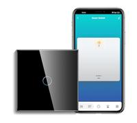 CNBINGO WiFi Smart Light Switch for Alexa, Black Glass Touch Light Switch | 1-Gang No Neutral Wire Required, Work with Alexa, Google Assistant, Multi-Way Control by Smart Life App, LED Backlight