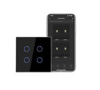 CNBINGO WiFi Smart Light Switch for Alexa, Black Glass Touch Light Switch | Work with Alexa, Google Assistant, Multi-Way Control by Smart Life App, LED Backlight, 4-Gang, Neutral Wire Required