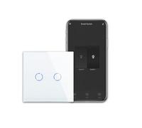 CNBINGO WiFi Smart Light Switch Work with Alexa, Google Assistant, Multi-Way Control by Smart Life App, Double Touch Light Switch, White Glass Panel, LED Backlight, 2-Gang, Neutral Wire Required