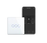 CNBINGO WiFi Smart Light Switch Work with Alexa, Google Assistant, Multi-Way Control by Smart Life App, 3-Gang Touch Light Switch, White Glass Panel, LED Backlight, Neutral Wire Required