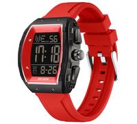 CNBRO Mens Watches Men Digital Watches Dual Time Zone with LED Backlight Alarm Stopwatch Silicone Strap 5ATM Waterproof for Travel/Sport/Business Easy Read Fashion Birthdays Gift for Him, Red, Sports