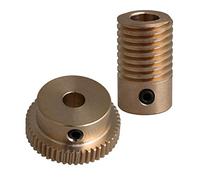 CNBTR 0.5 Modulus Brass Worm Gear Shaft Set 6mm Hole Dia + 50T Brass Worm Wheel Set 1:50 Reduction Ratio