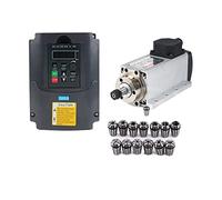 CNC 1.5kw 220/110 Air-Cooled Spindle Kit 1500W Square Air Cooling Spindle Motor + 1.5KW VFD Inverter + 13pcs/Set ER11 for Engraving/Milling(220)